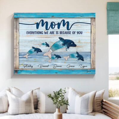 Dolphin Mothers Day Gifts For Mom Custom Canvas Wall Art