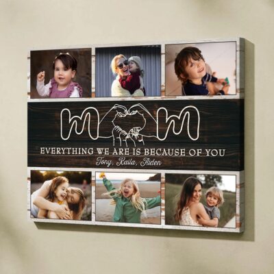 Personalized Photo Collage Mothers Day Gift Mom And Children Canvas Wall Art