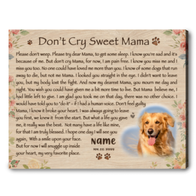 Dog Mom Memorial Gift Custom Mothers Day Canvas Wall Art