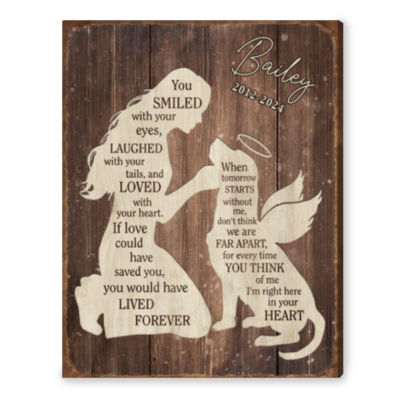 Sympathy Gift for Dog Owner Pet Grief Gift Custom Canvas Wall Art
