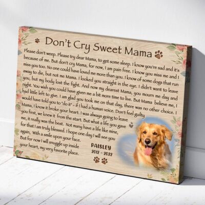 Dog Mom Memorial Gift Custom Mothers Day Canvas Wall Art