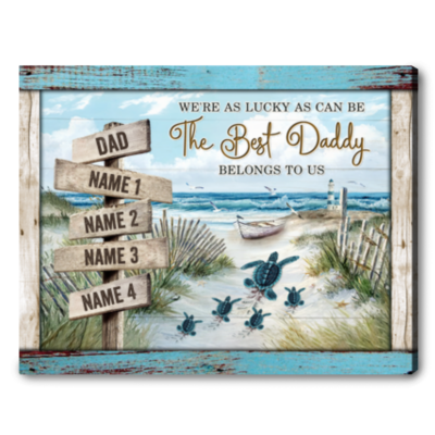 Sea Turtles Fathers Day Gift Personalized Beach Names Canvas Print