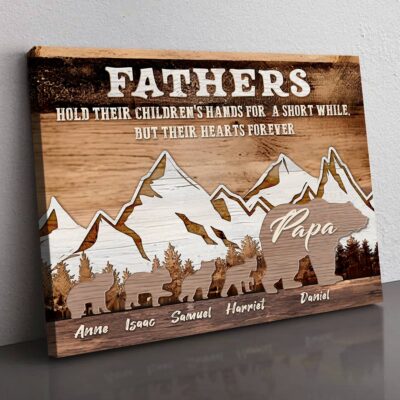 Father's Day Gift Custom Papa Bear And Cubs Name Canvas Wall Art