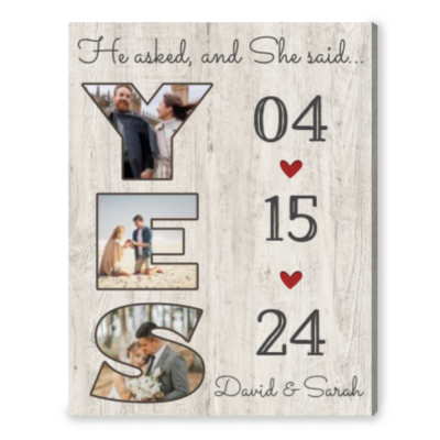Engagement Gift for Couples Personalized Photos Canvas Wall Art