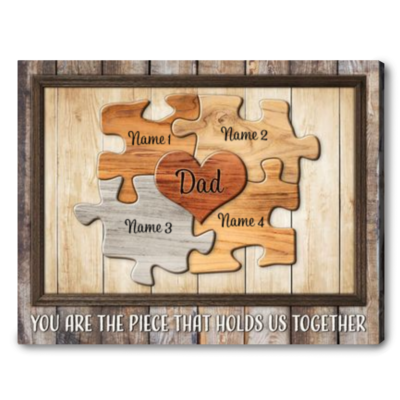 Personalized Fathers Day Gift For Dad Family Names Puzzles Canvas Print