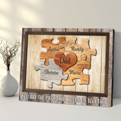 Personalized Fathers Day Gift For Dad Family Names Puzzles Canvas Print