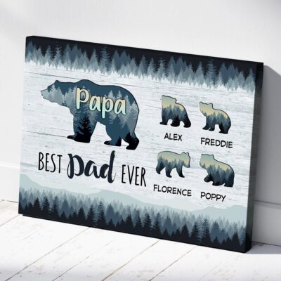 Unique Father's Day Gift Custom Papa Bear And Cubs Name Canvas Wall Art