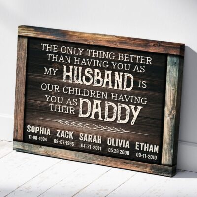 Father's Day Gift For Husband Custom Names Canvas Wall Art
