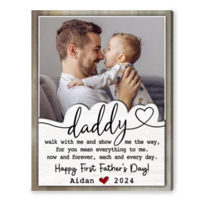 Father's Day Gifts for New Dad Personalized Photo Canvas Wall Art