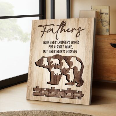 Papa Bear Fathers Day Gift Custom Names Canvas Print