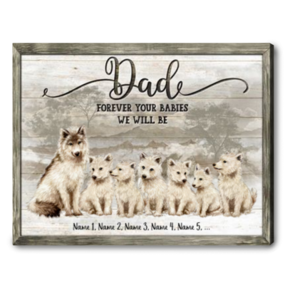 Father's Day Gifts Customized Wolf Names Canvas Wall Art