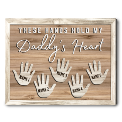 Happy Father'S Day Gift Custom Names Canvas Wall Art