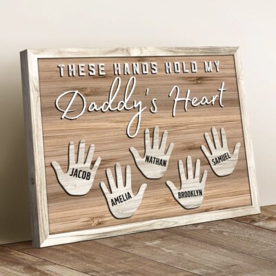 Happy Father's Day Gift Custom Names Canvas Wall Art