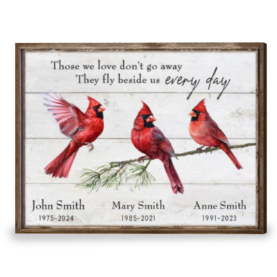 Sentimental Memorial Gift Cardinals Canvas Print Customized