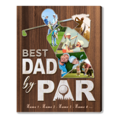 Personalized Dad Golf Gift Fathers Day Photo Collage Canvas Print