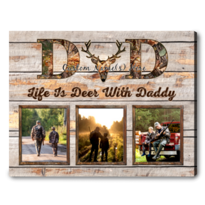 Deer Hunting Gift For Dad Custom Fathers Day Photo Canvas Print