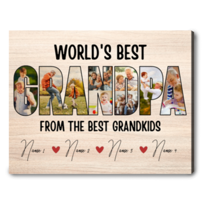 Grandpa Grandfather Photo Collage Gift Custom Canvas Print
