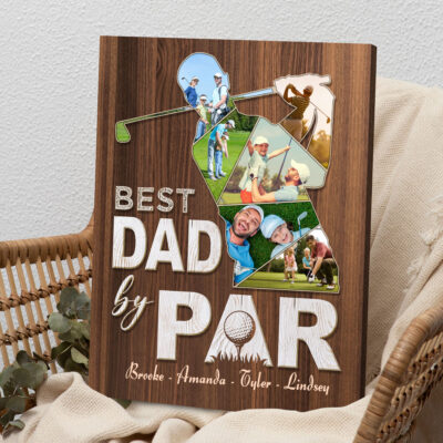 Personalized Dad Golf Gift Fathers Day Photo Collage Canvas Print