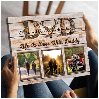 Deer Hunting Gift For Dad Custom Fathers Day Photo Canvas Print