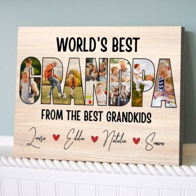 Grandpa Grandfather Photo Collage Gift Custom Canvas Print