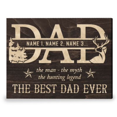 Gift for Dad Who Loves Hunting Custom Names Canvas Print