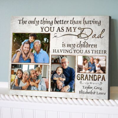 Dad Birthday Fathers Day Gift Custom Photo Collage Canvas Print