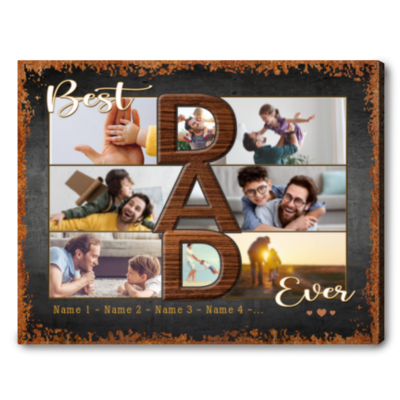 Best Dad Ever Fathers Day Photo Collage Canvas Print