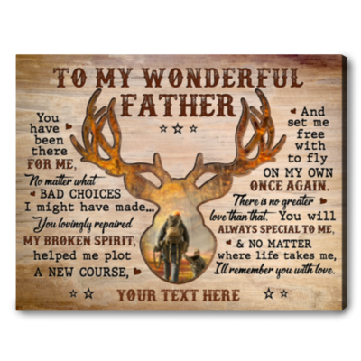 Personalized Hunting Fathers Day Gift Hunter Dad Photo Canvas Print