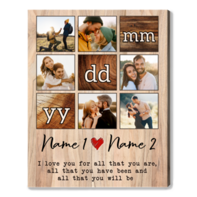 Husband Gift From Wife Customized Couple Anniversary Photo Canvas Print