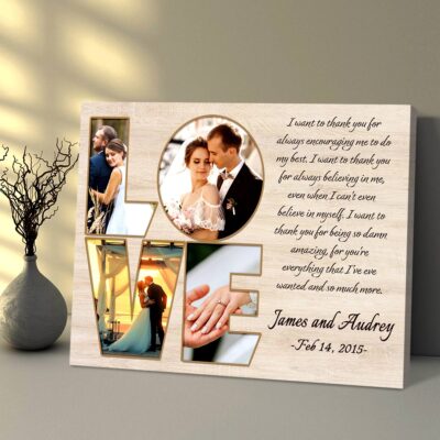 Wedding Anniversary Gifts Custom Love Photo Collage Canvas Print