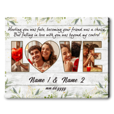 Customized Newlyweds Photo Collage Gift Couple Canvas Wall Art