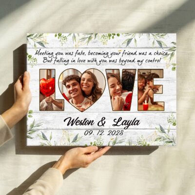 Customized Newlyweds Photo Collage Gift Couple Canvas Wall Art