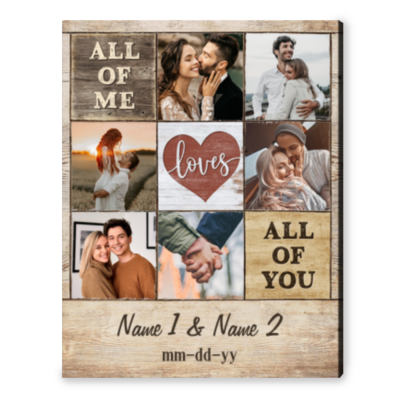 Sentimental Gift for Her and Him Personalized Photos Canvas Print