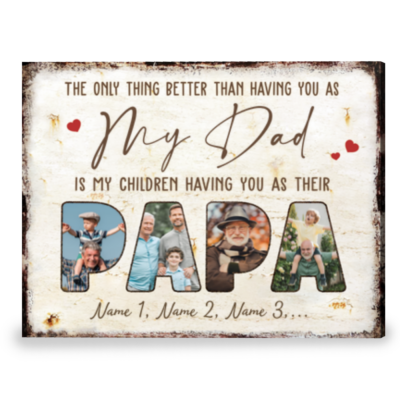 Father's Day Gift for Papa Sentimental Dad Gift Custom Canvas Print