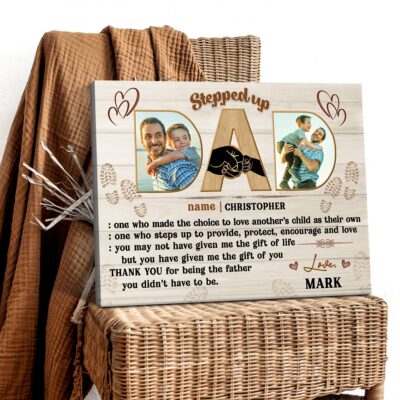 Stepped Up Dad Gift Idea Personalized Birthday Father's Day Canvas Print