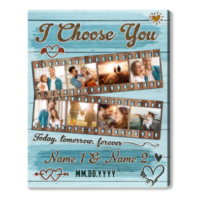 Personalized Couple Photo Collage Wedding Keepsake Canvas Print