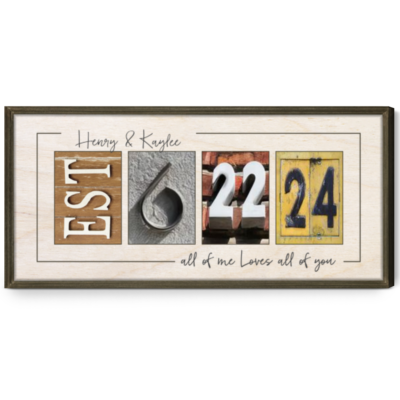 Anniversary Gift for Couples Custom Date Ready to Hang Canvas