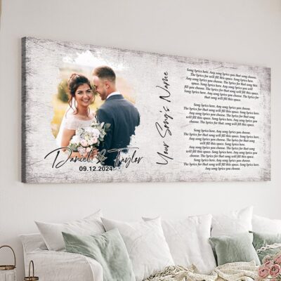 Personalized Wedding Gift For Couple Song Lyrics Canvas Wall Art