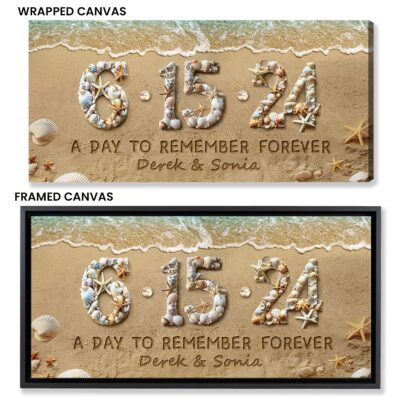 Romantic Gift for Couples Custom Special Day Canvas Coastal Print