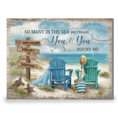 Summer Beach Lovely Anniversary Canvas Photo Print Gift For Couple