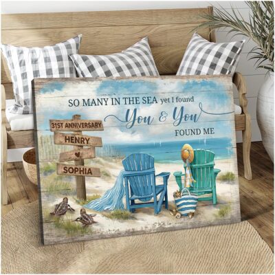 Summer Beach Lovely Anniversary Canvas Photo Print Gift For Couple