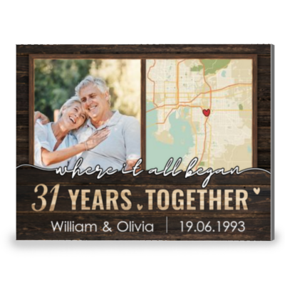 Where It All Began Custom Photo And City Map Anniversary Canvas Print