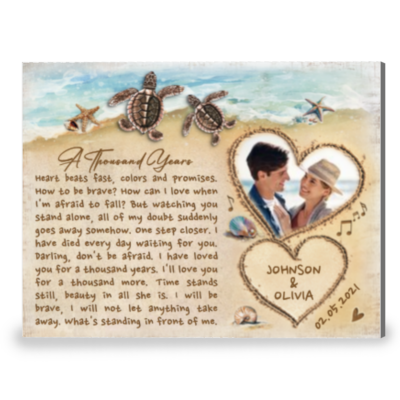 Sea And Turtles Custom Song Lyrics Unique Gift For Couple Anniversary Canvas Wall Art