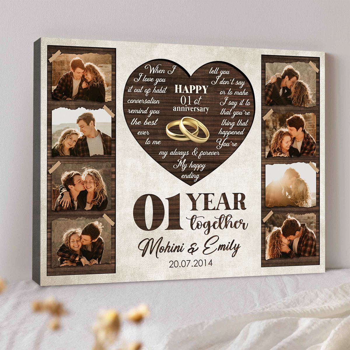 Happy 1 Year Anniversary First Wedding Anniversary Photo Frame Gift, One  Year Down Forever To Go, Personalised 1st Anniversary Gift, Anniversary  Gift For Couple First Anniversary Gifts For Couple, image size:1200x1200