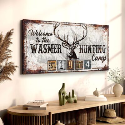 Personalized Hunting Camp Canvas Wall Art Hunters Gift For Home Decor