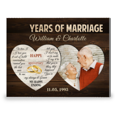 31 Years Of Marriage Two Heart-Shaped Anniversary Canvas Photo Print For Couple