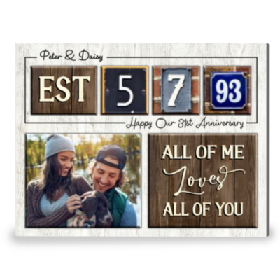 Happy 31st Anniversary Gift Custom Date For Couple Canvas Wall Art