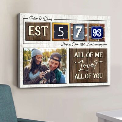 Happy 31st Anniversary Gift Custom Date For Couple Canvas Wall Art