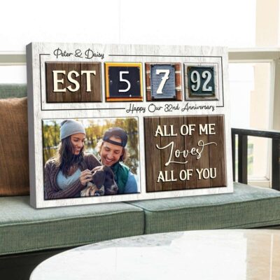 Happy 32nd Anniversary Gift Custom Date For Couple Canvas Wall Art