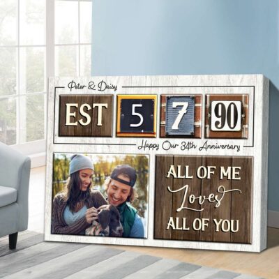 Happy 34th Anniversary Gift Custom Date For Couple Canvas Wall Art